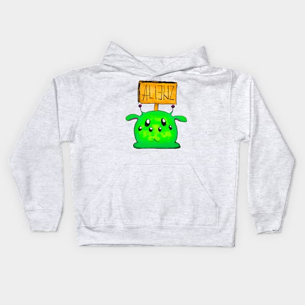 Alienz are here Kids Hoodie by MerryDee